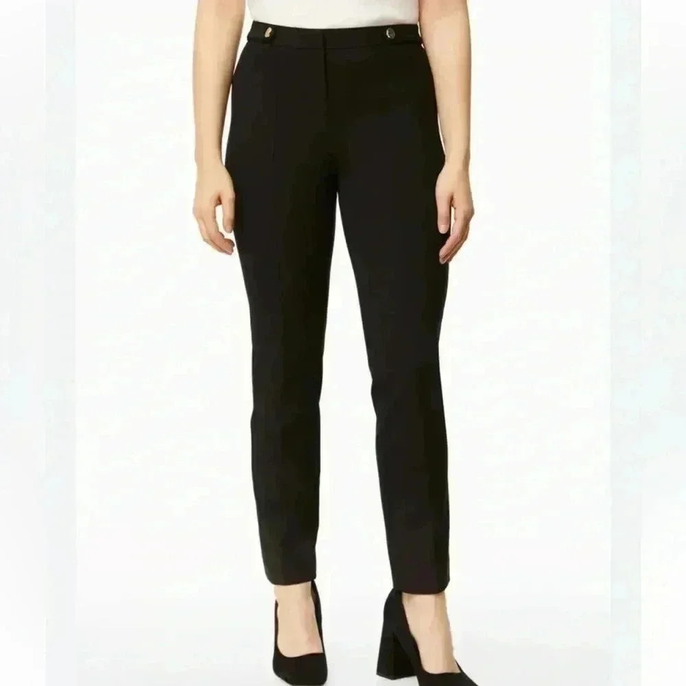Laura Petite Straight Leg Women Sz 8 Black Dress Pants